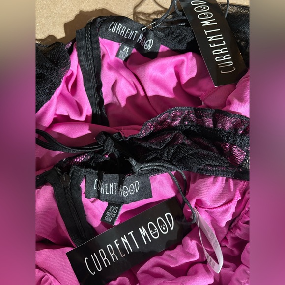 NEW CURRENT MOOD BEAUTIFULLY AWARE PURPLE CORSET FAIRYCORE RUCHED MINI DRESS Y2K - Picture 4 of 4